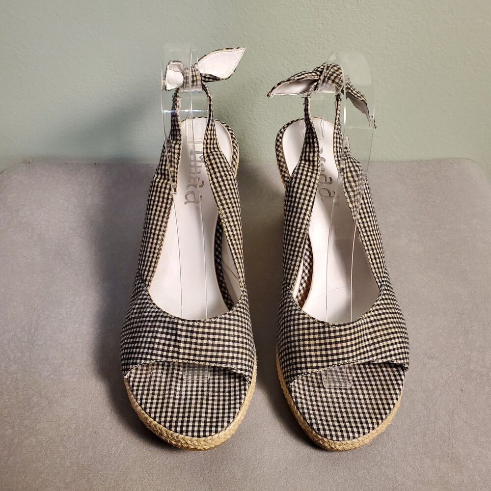 Mudd Phoebs Gingham Espadrille Sandals Women's Size 9.5